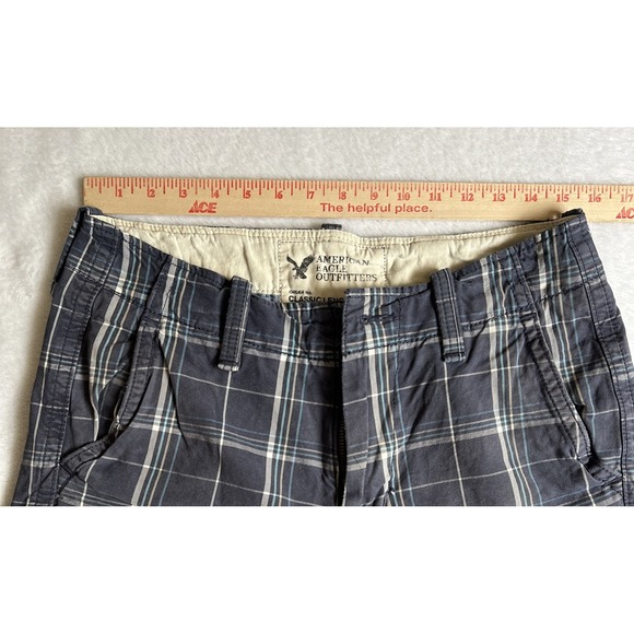 American Eagle Mens Shorts Classic Length Casual Size 30 Blue Plaid - Picture 4 of 9